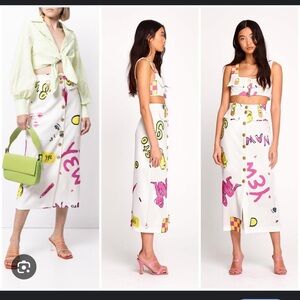 ALICE MCCALL Ze Energy Midi Skirt with Graffiti Print